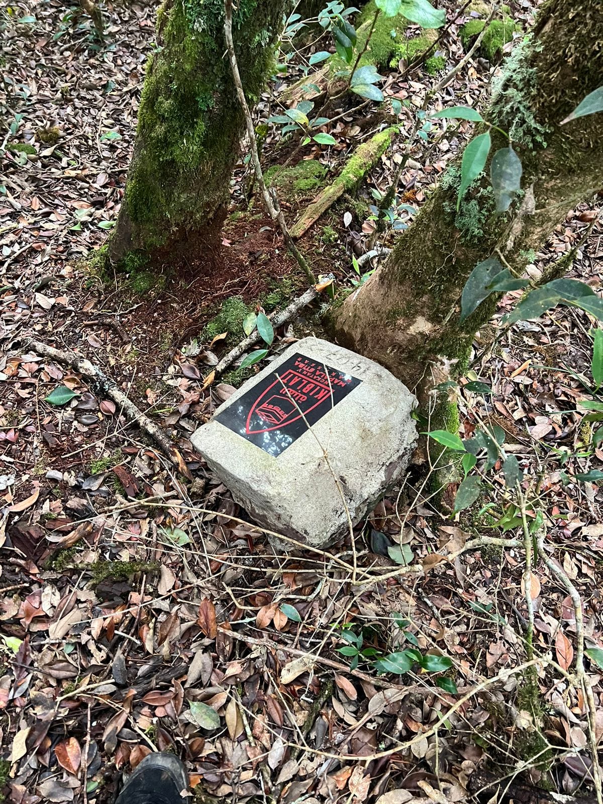 Petunjuk arah kiblat yang ditemukan tercabut di Gunung Latimojong, Kabupaten Enrekang, Sulawesi Selatan.