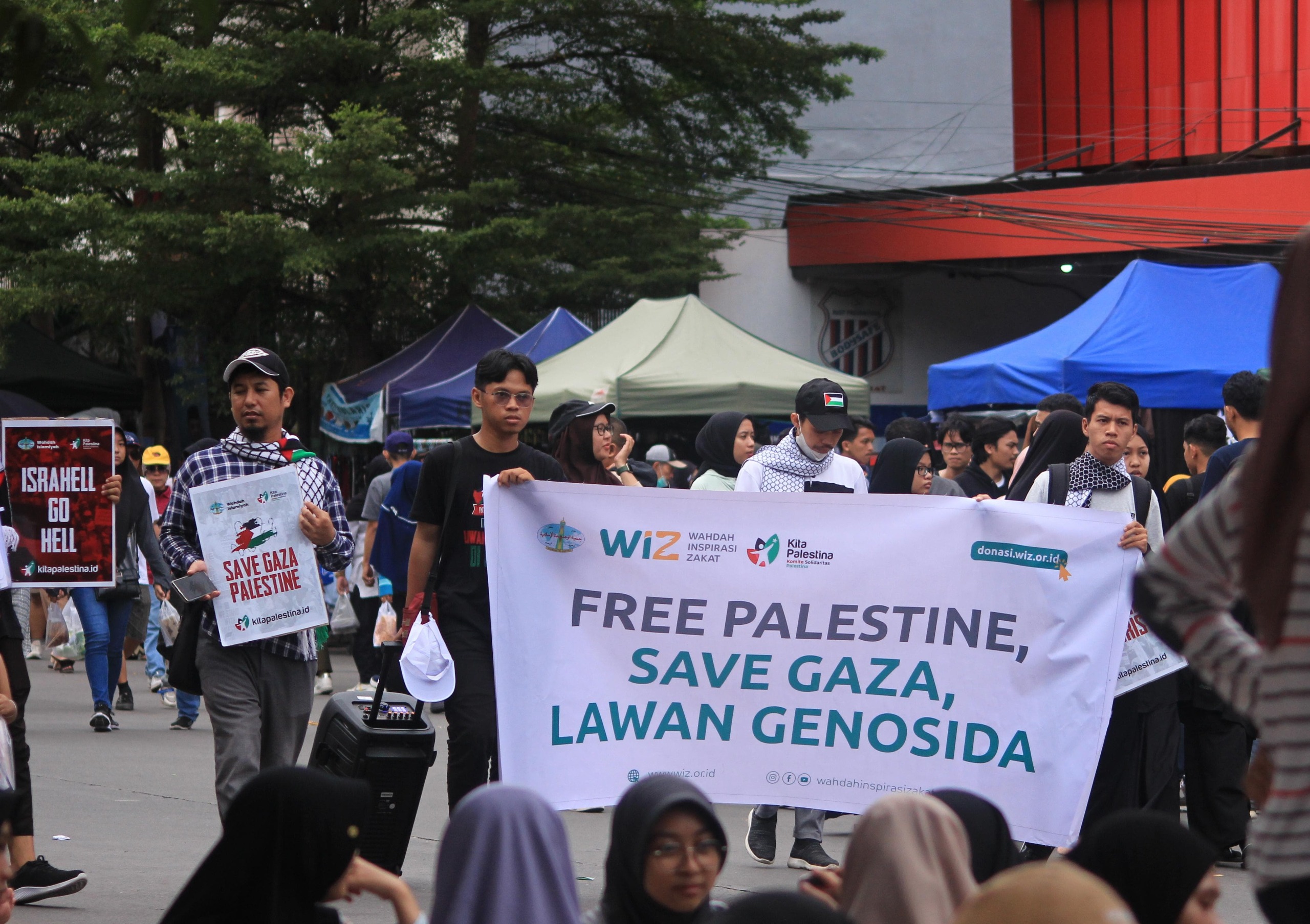 Aksi KITA Palestina di kegiatan CFD Kota Makassar.