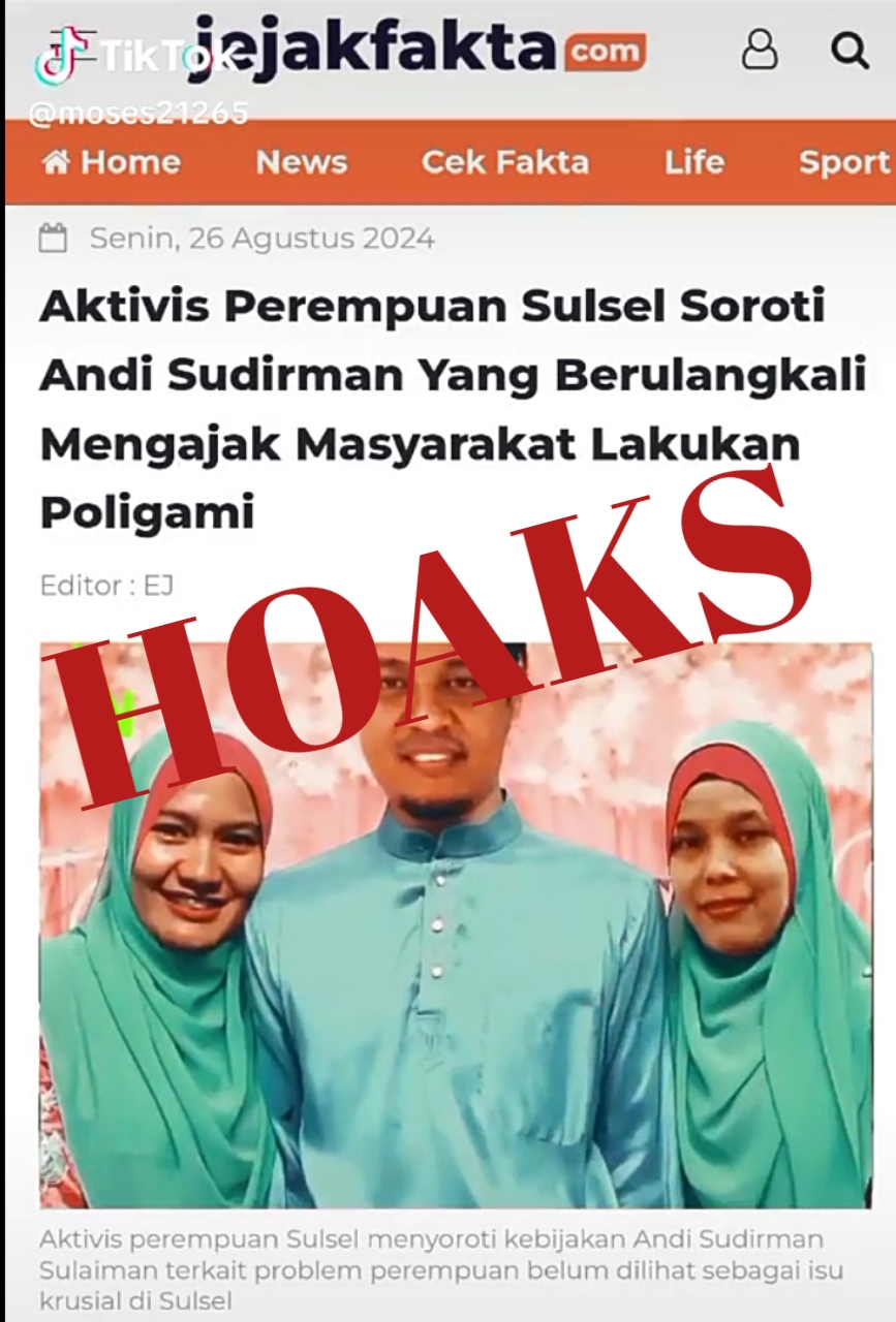 Judul dan gambar hoax yang dimanipulasi pelaku.