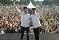 Calon Bupati dan Wakil Bupati Soppeng, H. Suwardi Haseng-Selle KS Dalle, saat menggelar kampanye akbar di Kabupaten Soppeng.