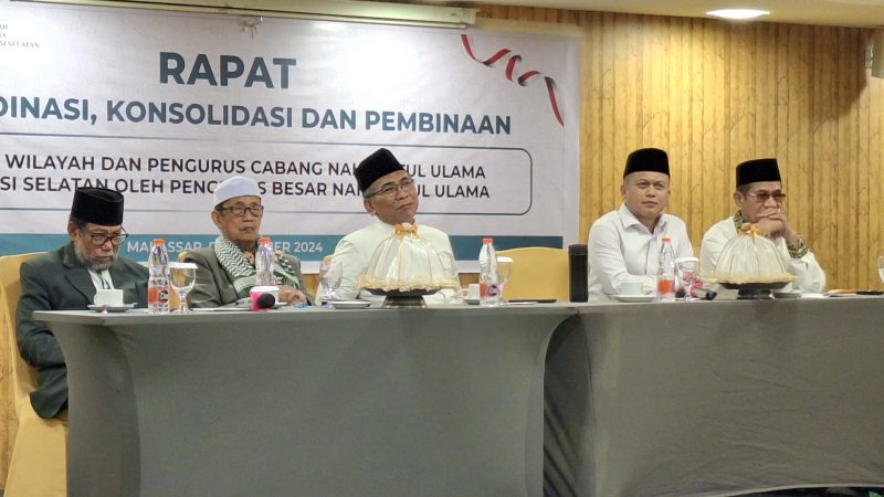 Ketua Umum PBNU, Gus Yahya Cholis, hadir dalam acara Rapat Koordinasi, Konsolidasi dan Pembinaan PWNU dan PCNU se-Sulsel, di Hotel Karebosi Condontel, Kota Makassar, pada Jumat (6/12/2024).